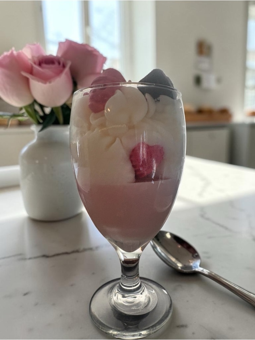 Hearts and skulls strawberry and cream handmade 30 oz candle in reusable glass